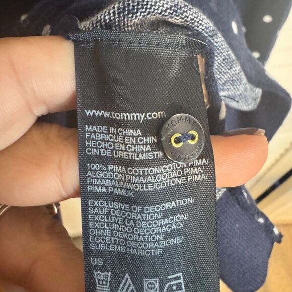 TOMMY HILFIGER PRIMA COTTON POLKA DOT ACADEMIA PREPPY BUTTON UP CARDIGAN SZ S - Picture 3 of 3